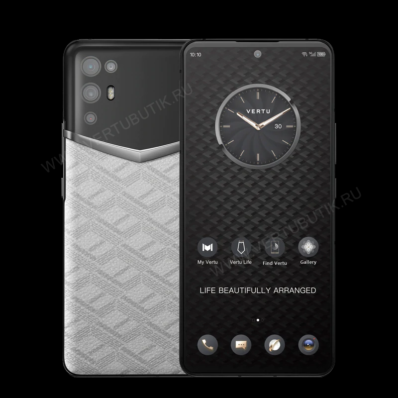 Белая кожа MONOGRAM CANVAS в&nbsp;оригинальных телефонах IVERTU 5G
