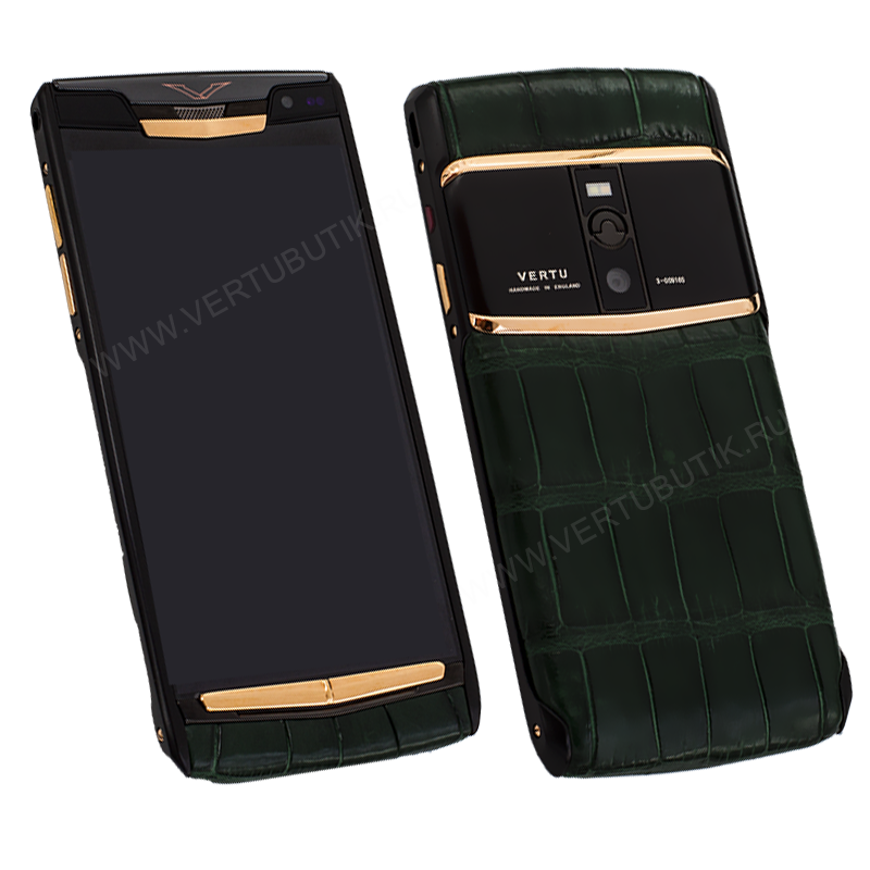 Vertu смартфон с зеленой крокодиловой кожей