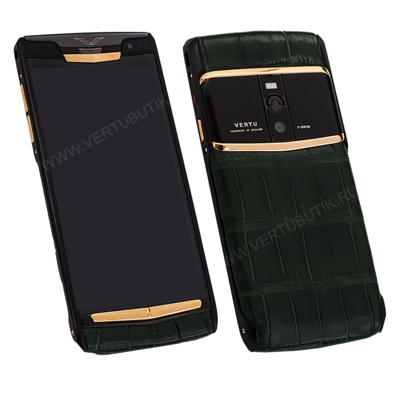 Vertu смартфон с зеленой крокодиловой кожей