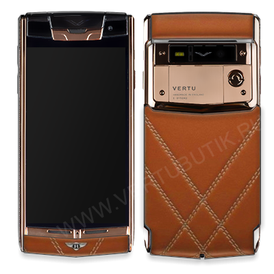 VERTU SIGNATURE TOUCH GOLD FOR BENTLEY BROWN LEATHER 