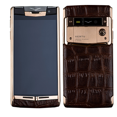 VERTU SIGNATURE TOUCH GOLD BROWN CROCODILE LEATHER 